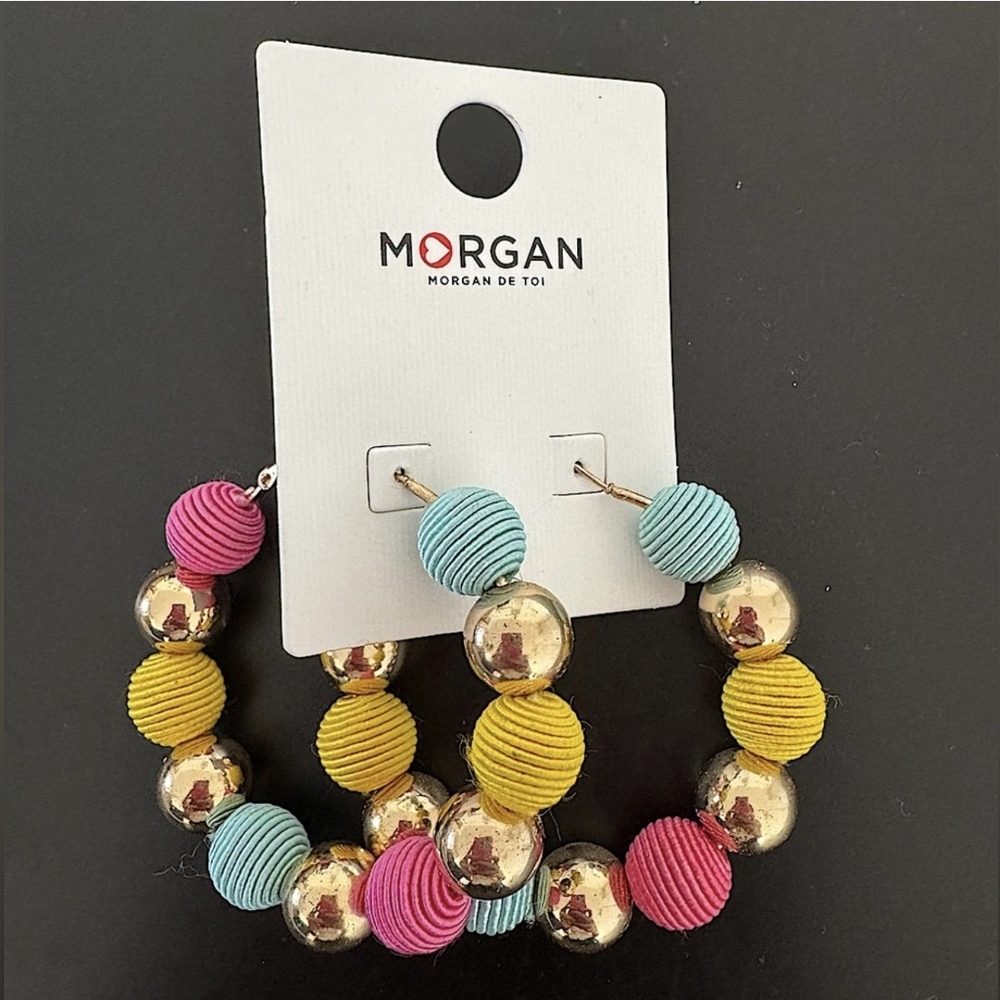 Morgan & Co. Pink, Yellow, Blue, and Gold Beaded Earrings